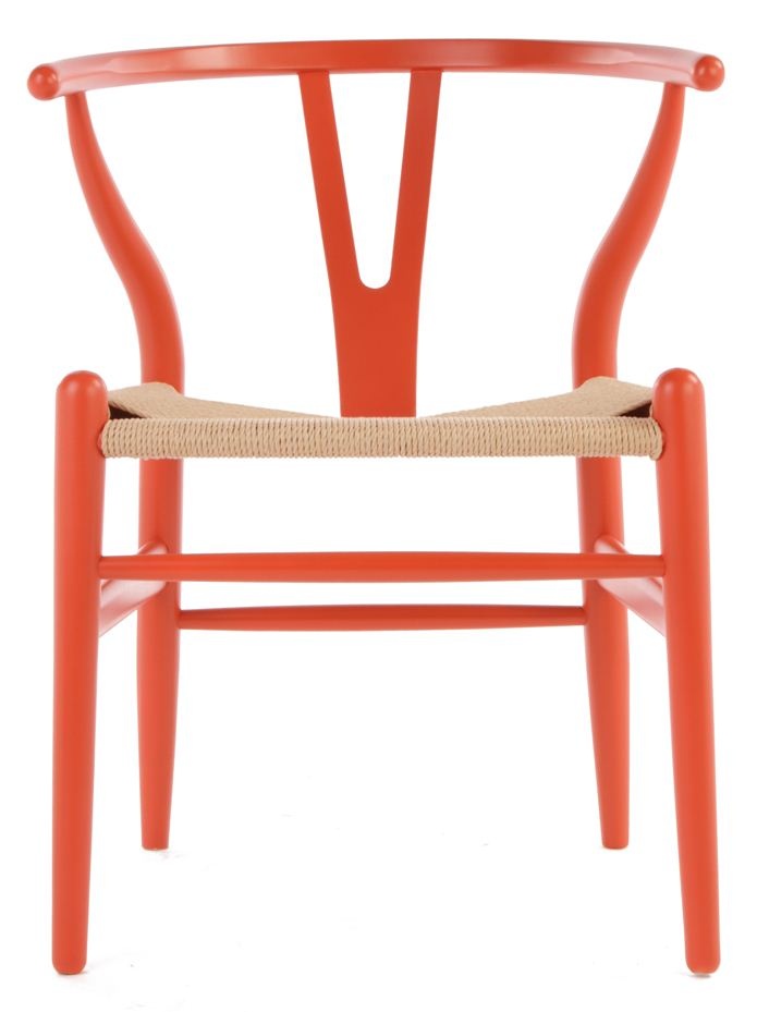 photo of orange wishbone chair