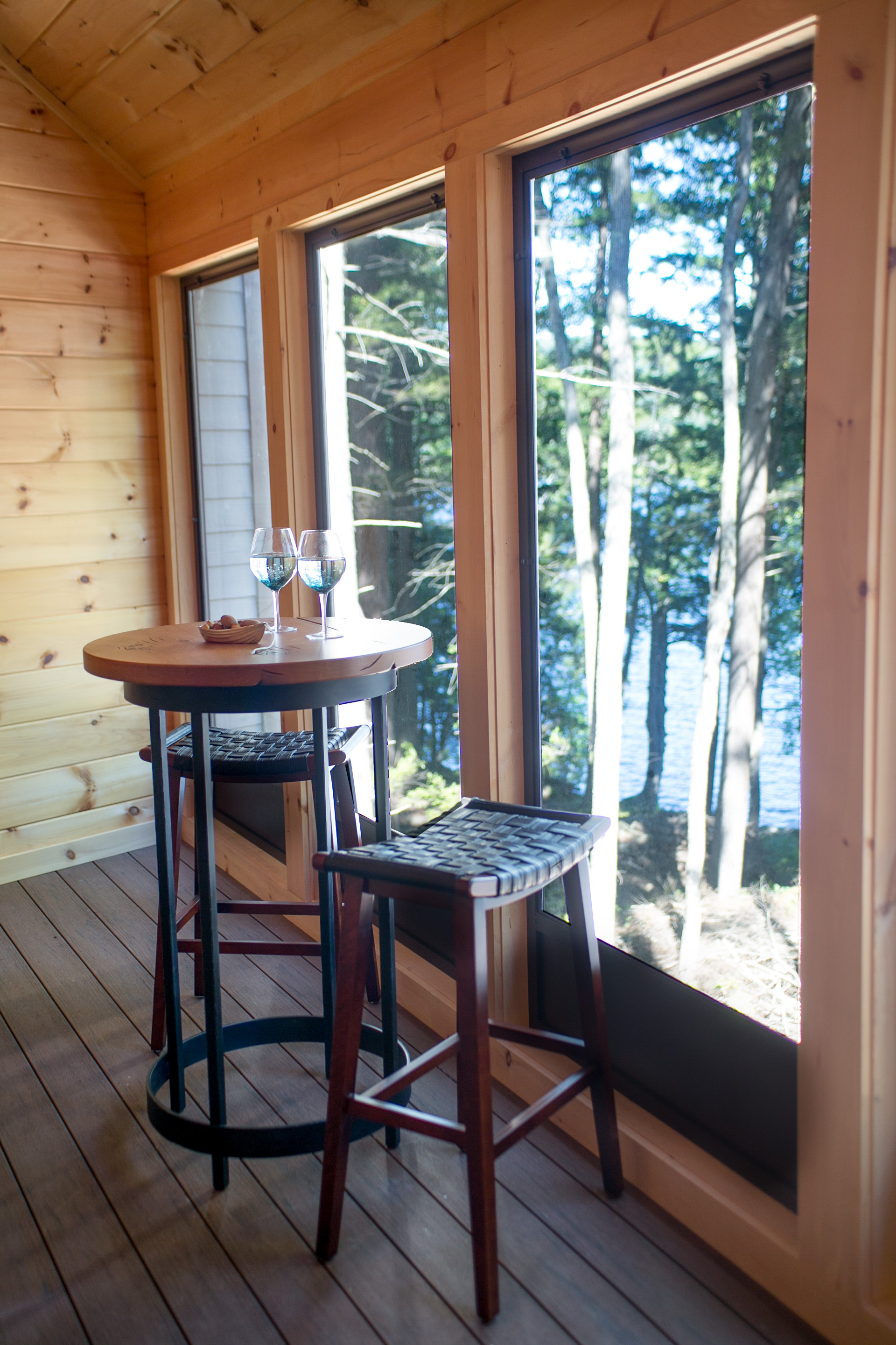 photo of game room with lake view