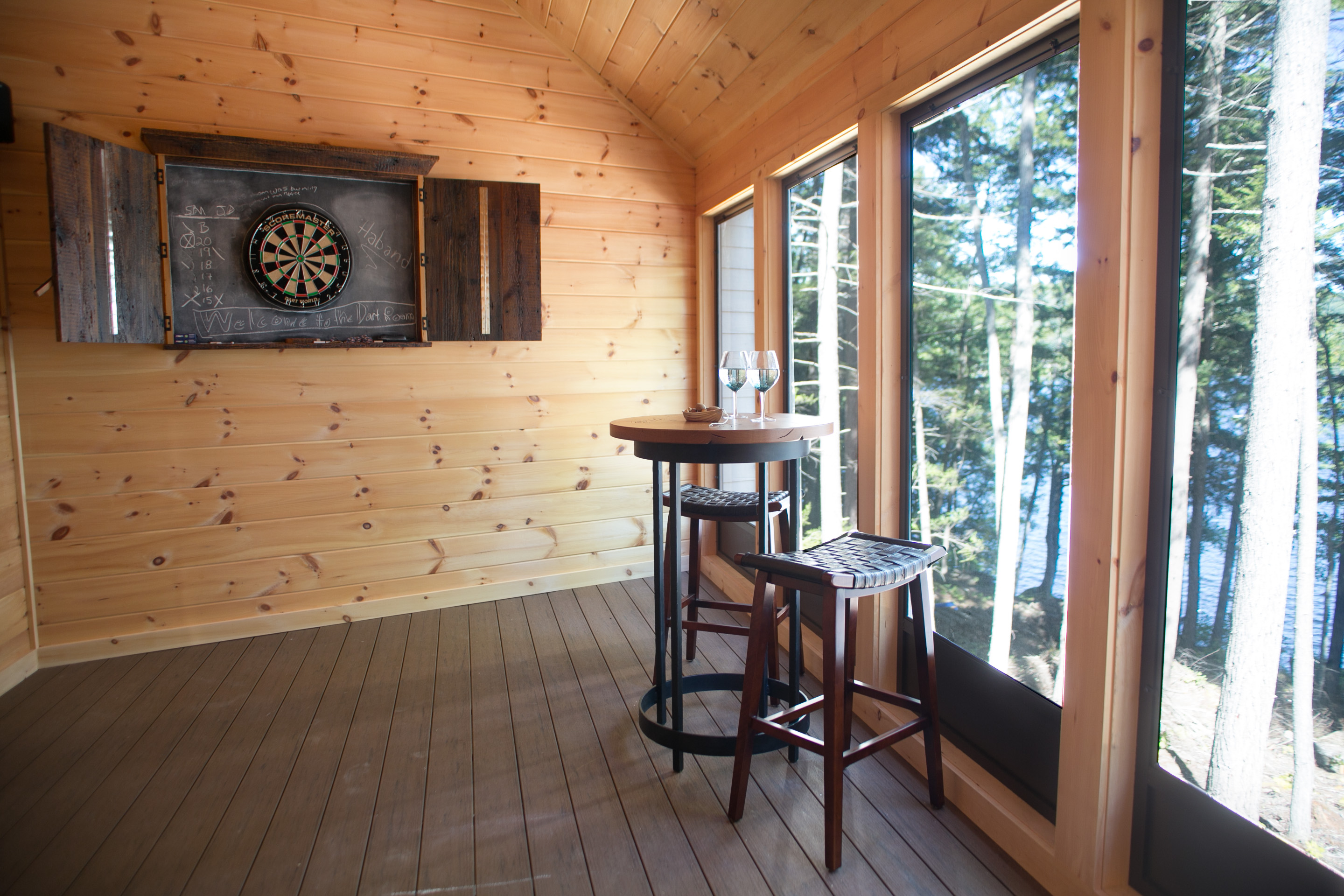 photo of lake house screened game room